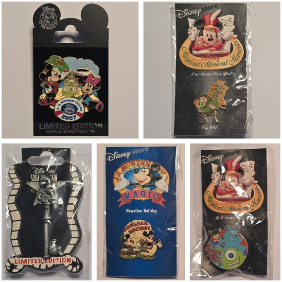 Lot of 5 Disney Pins Mickey Minnie Monsters Inc Alice Notre Dame (S1) - Picture 1 of 16